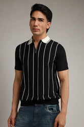 Zipper Striped Polo